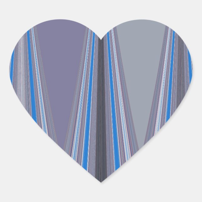 Blue, Purple, Grey Chevron Art Print Heart Sticker (Front)