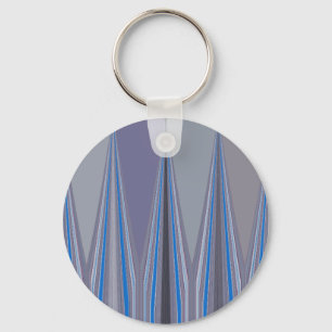 Blue, Purple, Grey Chevron Art Print Keychain
