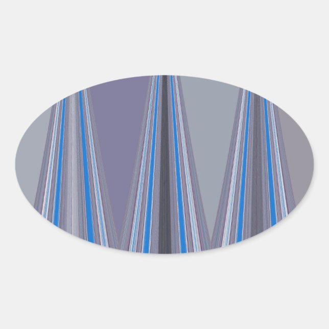 Blue, Purple, Grey Chevron Art Print Oval Sticker (Front)