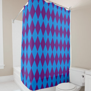 Blue Purple Harlequin Checkered Design