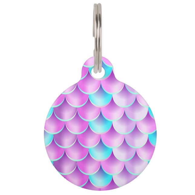 Blue Purple Holographic mermaid pattern Pet Tag (Front)