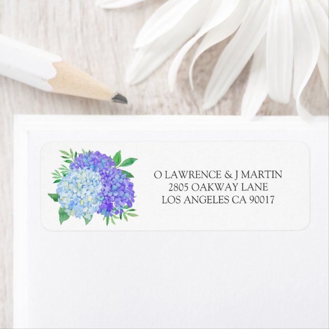 Blue Purple Hydrangea Feuille Floral Mariage (En situation)