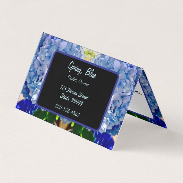 Blue Purple Hydrangeas Bouquets Custom Business Card (Front)
