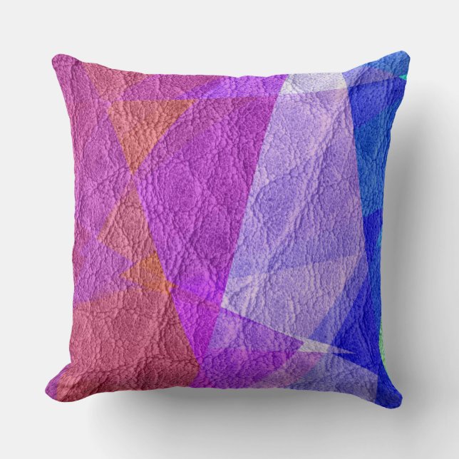 Blue Purple Leather Throw Pillow (Front)