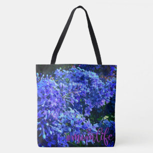 Blue purple lilacs romantic blue floral photo Mom Tote Bag