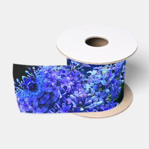 Blue purple lilacs romantic blue floral photo satin ribbon