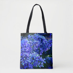 Blue purple lilacs romantic blue floral photo tote bag