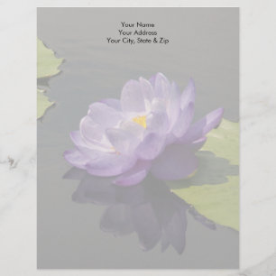 Blue Purple Lotus Waterlily Flower Letterhead