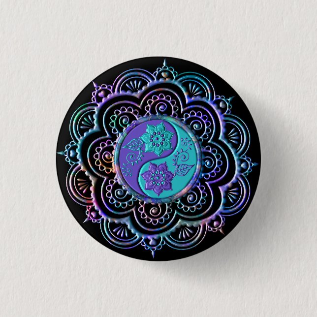 Blue & Purple Mandala 1 Inch Round Button (Front)