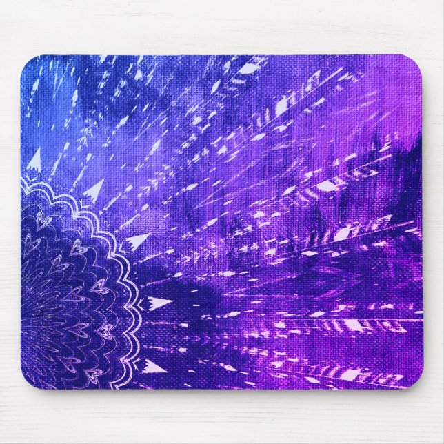 Blue Purple Mandala Clouds Boho Bohemian Mouse Pad (Front)