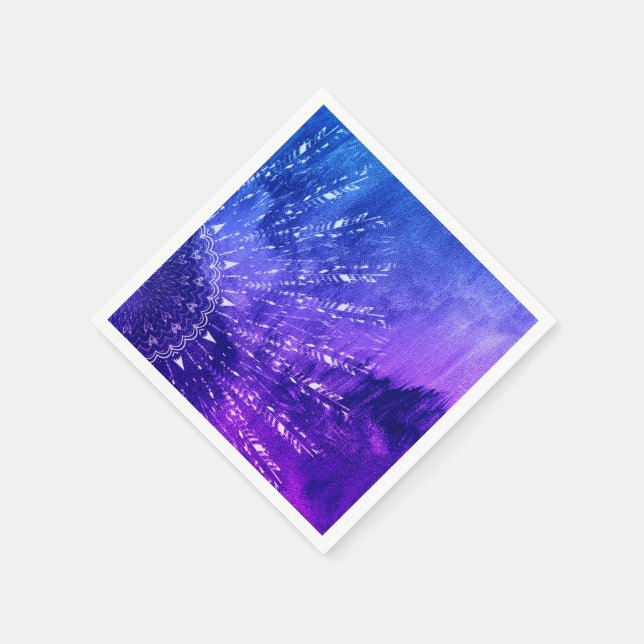 Blue Purple Mandala Clouds Boho Bohemian Napkin (Corner)
