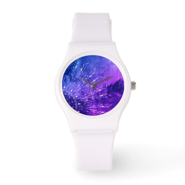 Blue Purple Mandala Clouds Boho Bohemian Watch (Front)