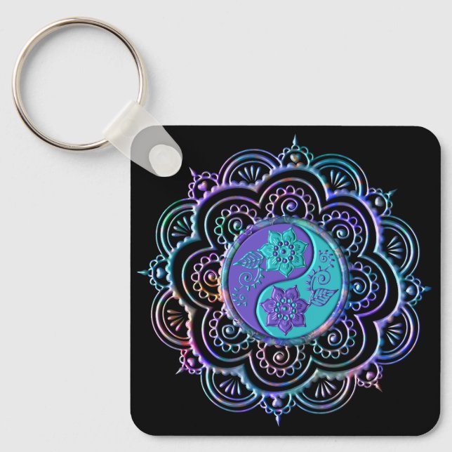 Blue & Purple Mandala Keychain (Front)