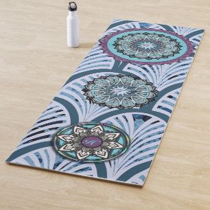 Blue Purple Mandalas Personalized Yoga Mat