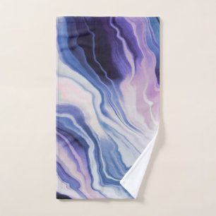 Blue purple marble paint hand towel