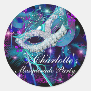 Blue & Purple Masks Masquerade Party Sticker