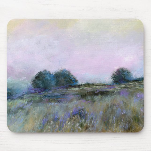 Blue Purple Meadow Landscape Impressionist Art Mouse Pad (Front)
