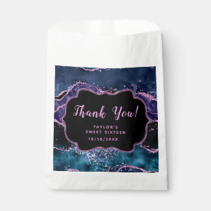 Blue Purple Ocean Agate Sweet Sixteen Thank You Favour Bag