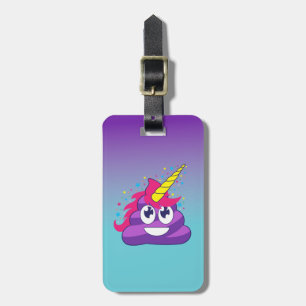 Blue & Purple Ombre Unicorn Poo Emoji Luggage Tag