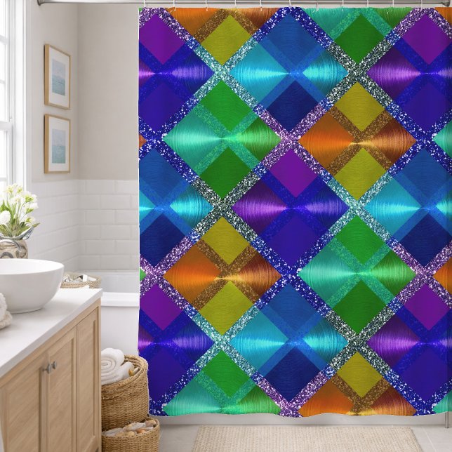 Blue Purple Orange Green Glitter Plaid Design (Creator Uploaded)