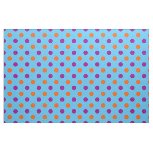 Blue Purple Orange Polka Dot Pattern Fabric