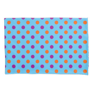 Blue Purple Orange Polka Dot Pattern Pillowcase