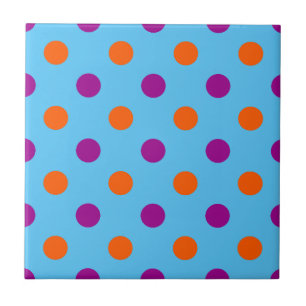 Blue Purple Orange Polka Dot Pattern Tile