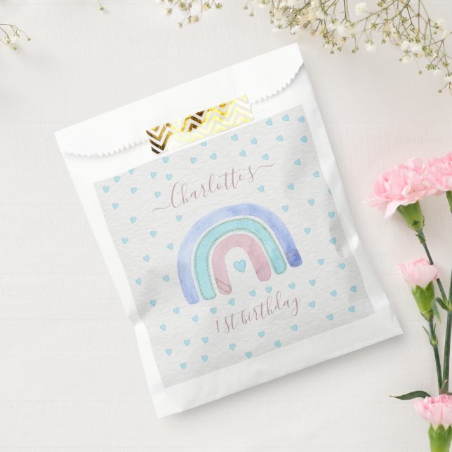 Blue Purple Pastel Rainbow First Birthday Favour Bag (Sealed)