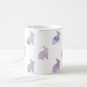 Blue Purple Pastel Watercolor Bunny Background Coffee Mug
