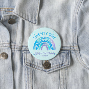 Blue & Purple Pearlescent Foil rainbow Birthday 3 Inch Round Button