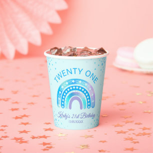 Blue & Purple Pearlescent Foil rainbow Birthday Paper Cups
