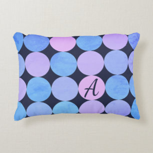 Blue Purple & Pink Circles Monogram Accent Pillow