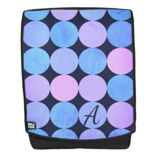 Blue Purple & Pink Circles Monogram Backpack