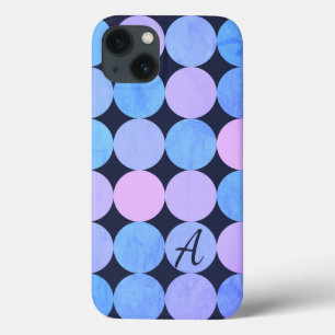 Blue Purple & Pink Circles Monogram iPhone 13 Case