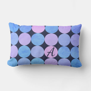 Blue Purple & Pink Circles Monogram Lumbar Pillow