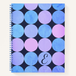 Blue Purple & Pink Circles Monogram Notebook