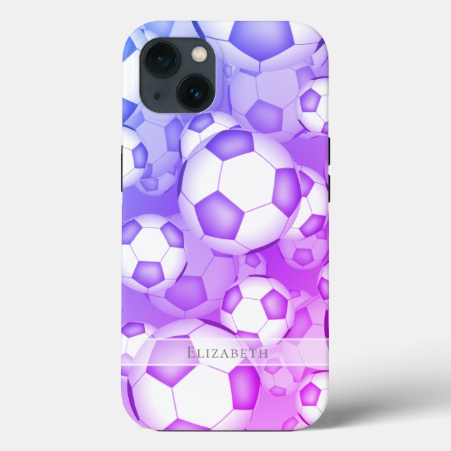 blue purple pink colourful soccer balls pattern Case-Mate iPhone case (Back)