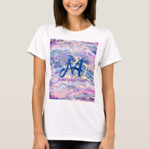 blue purple pink glitter marble add your text lett T-Shirt