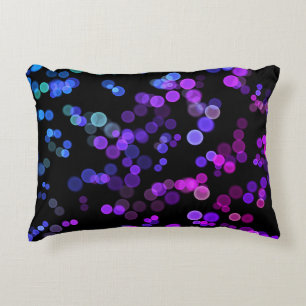 Blue Purple Pink Green Abstract Bubble Pattern Accent Pillow