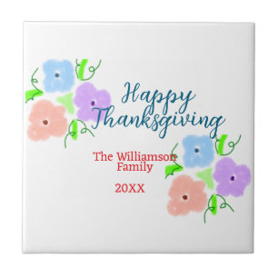 Blue purple pink happy thanksgiving add family n tile