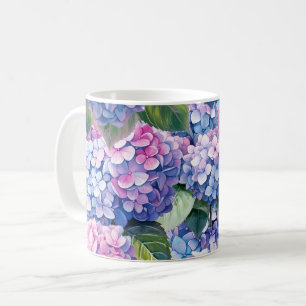 Blue Purple Pink Hydrangea Pattern Coffee Mug