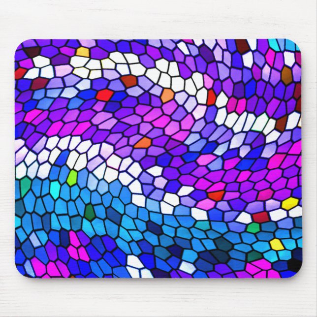 Blue Purple Pink Mosaic Tile Pattern Mousepad (Front)