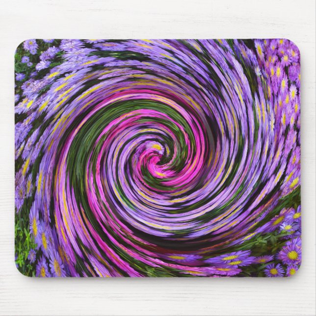 Blue Purple Pink Mums Swirl Mousepad (Front)