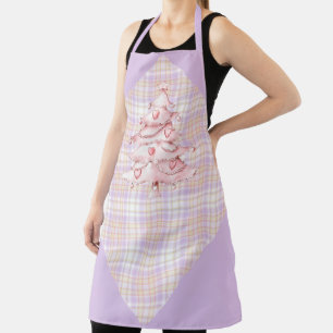 Blue Purple Pink Plaid and Christmas Candy Canes A Apron