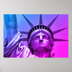 Blue Purple Pop Art Statue of Liberty New York Poster