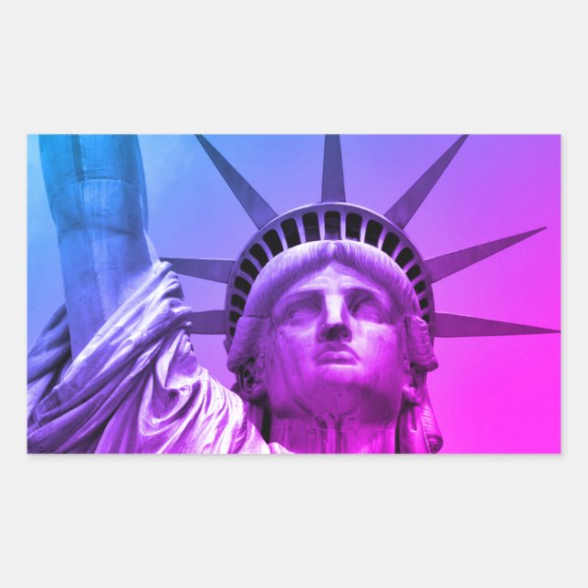 Blue Purple Pop Art Statue of Liberty New York Sticker (Front)