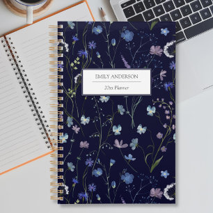 Blue Purple Pretty Wildflower Floral Pattern 2027 Planner