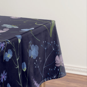 Blue Purple Pretty Wildflower Floral Pattern Tablecloth