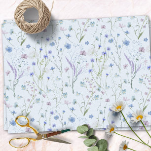 Blue Purple Pretty Wildflower Floral Pattern Tissue Paper