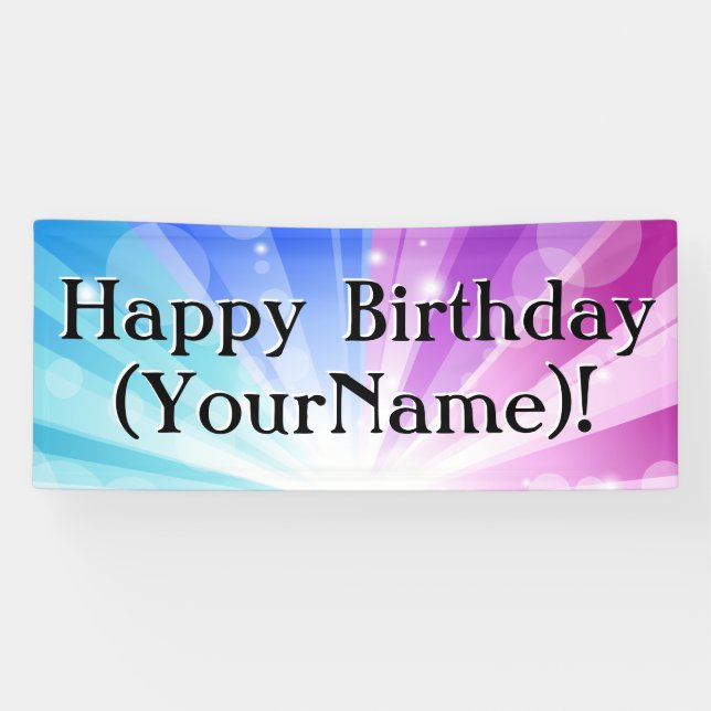 Blue/Purple Ray Personalized Birthday Party Banner (Horizontal)